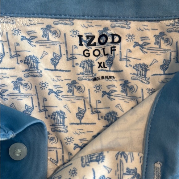 Izod Golf Men's Polo with Blue and White Pattern - Picture 2 of 6